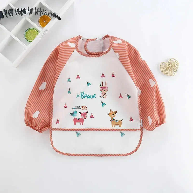 Waterproof EVA Full Sleeve Baby Bibs For Kids Long Sleeve Feeding Smock Apron Eating Breastplate Infant Clothing