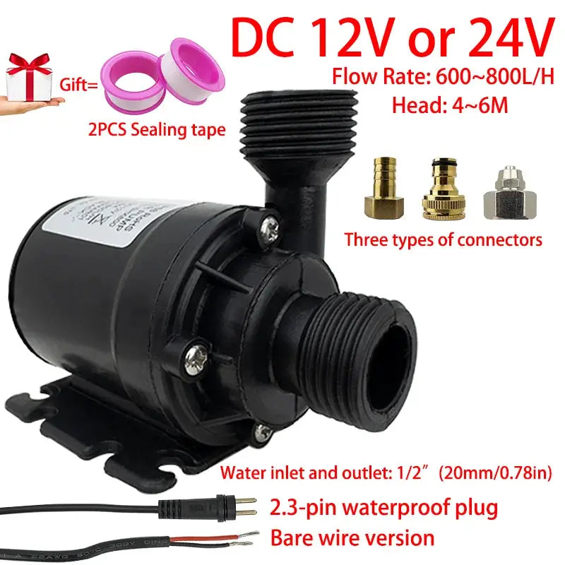 Quiet DC Brushless Submersible Pump 12V 24V 800 Liters Per Hour Lift Six Meters Shower Booster Pump