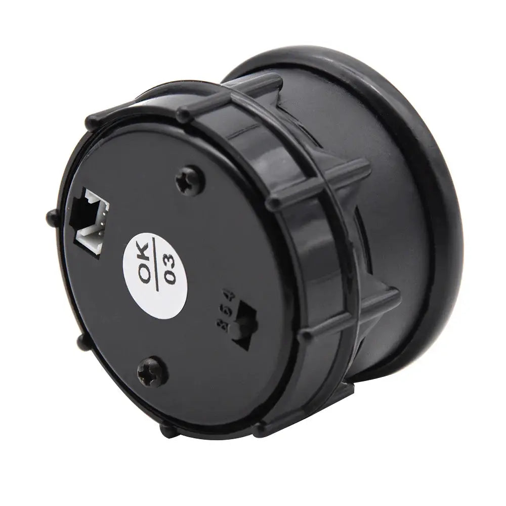 Universal 52mm digital gauge module back housing in black plastic with two connector ports