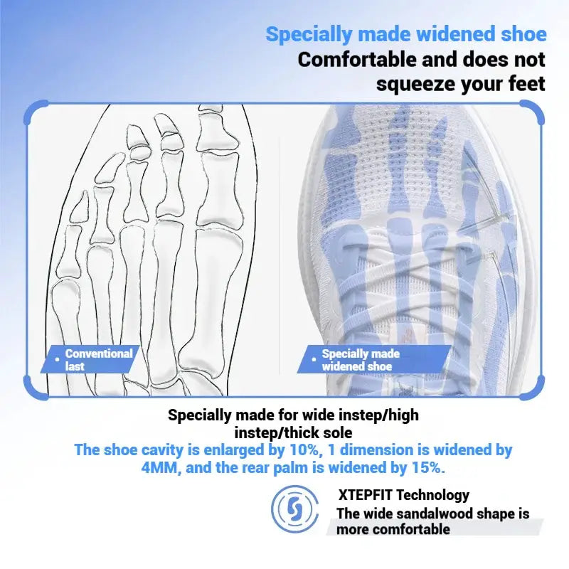 Xtep 2000km Plus men's running shoes, lightweight blue/white training sneakers with widened fit for comfort.