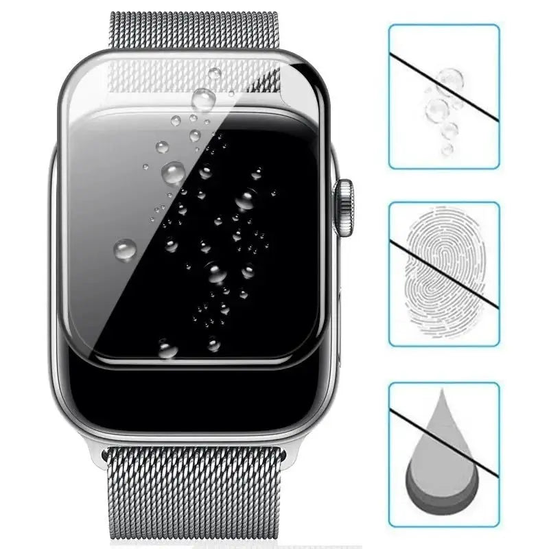Screen protector for Apple Watch by Simples Market; clear 3D film not tempered glass for Series 9–4/SE 40–49mm