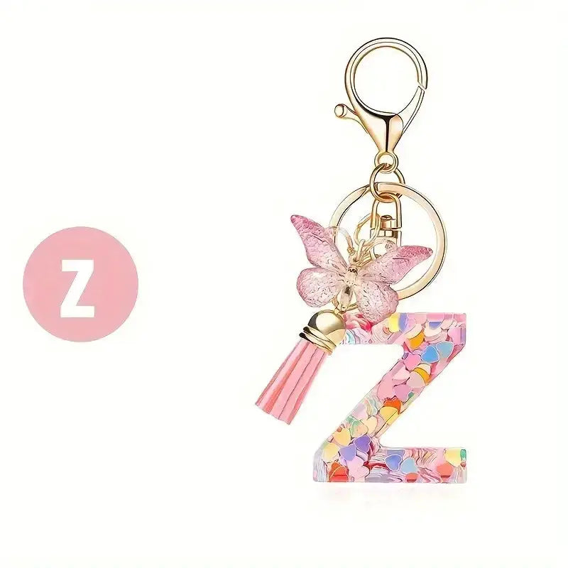 Customizable A To Z Letter Keychain With Resin Pendant Metal Holder Lobster Clasp For Keys Bags And Cars