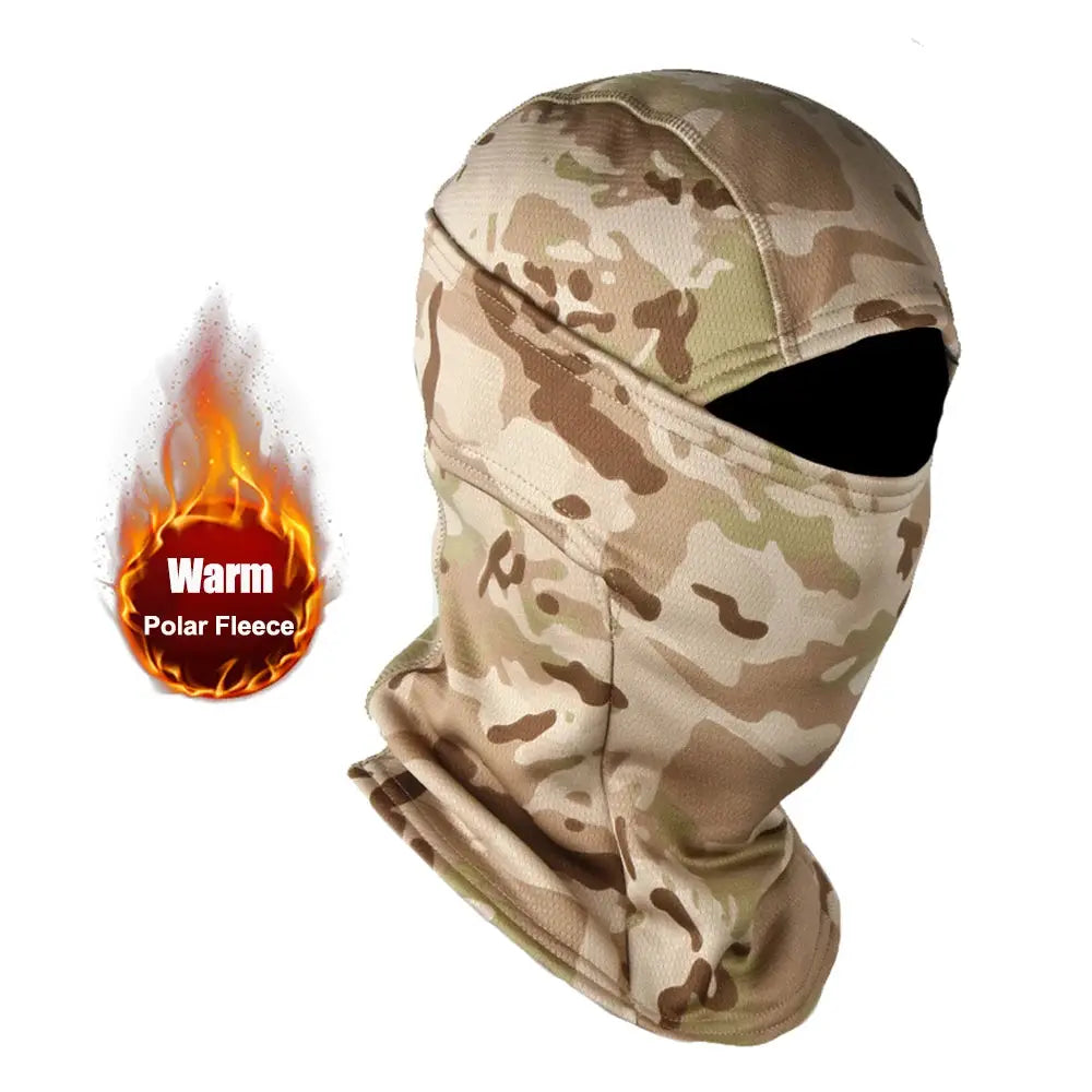Simples Market camouflage balaclava full-face mask, desert beige polar fleece warmth