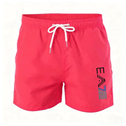 Men's swim trunks pink with white drawstring, elastic waist and mesh lining by Simples Market