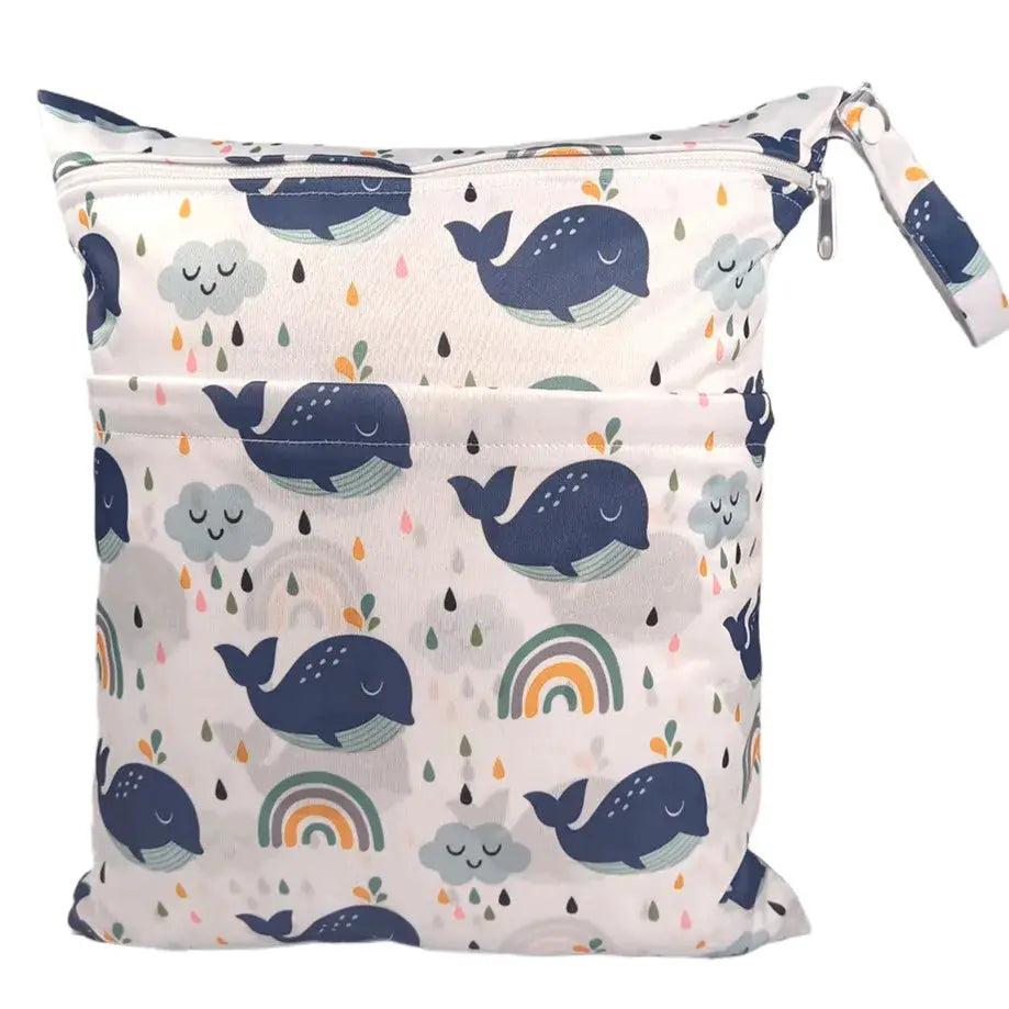 Sigzagor Wet Dry Bag With Two Zippers Waterproof Reusable 36cm By 29cm For Baby Diapers Nappies Soiled Clothes Swimwear