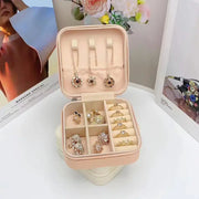 Square Jewelry Organizer Box With Lid Travel Case For Earrings And Necklaces And Rings Six Color Options Gift For Women