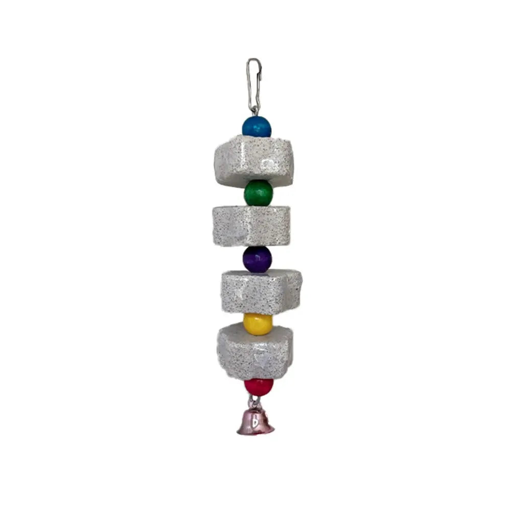 Simples Market 1PC volcanic rock teeth-grinding pet toy for parrots and hamsters with colorful beads and bell