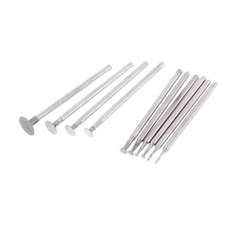 10 Pcs Ultra Thin T Head Diamond Grinding Bits 2.35mm Shank Mounted Points for Stone Jade Engraving Polishing Set
