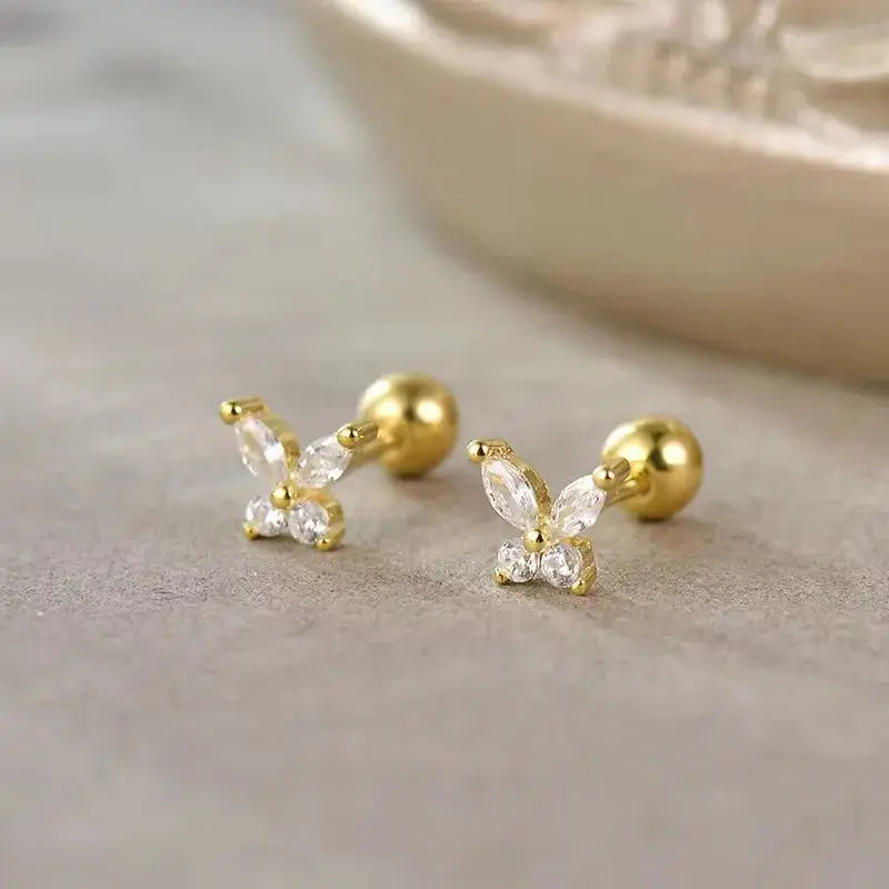 Hypoallergenic Heart Stud Earrings For Women Girls Screw Back Cartilage Helix Piercing Jewelry Gifts