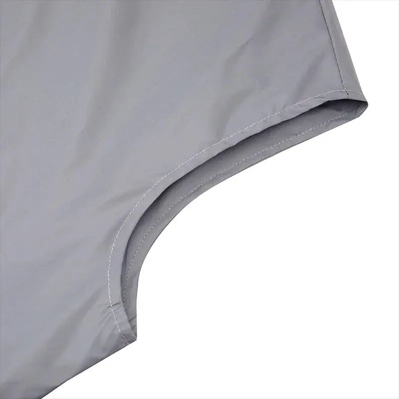Night Reflective Vest gray fabric close-up showing curved hem and white topstitching