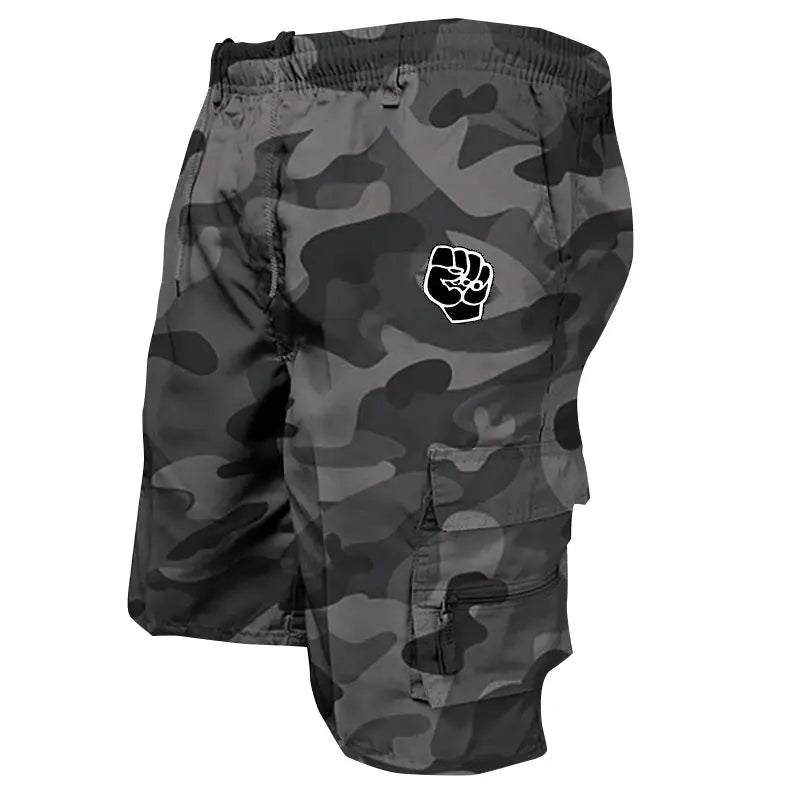 Men's camo cargo shorts in cotton with multiple pockets by Simples Market