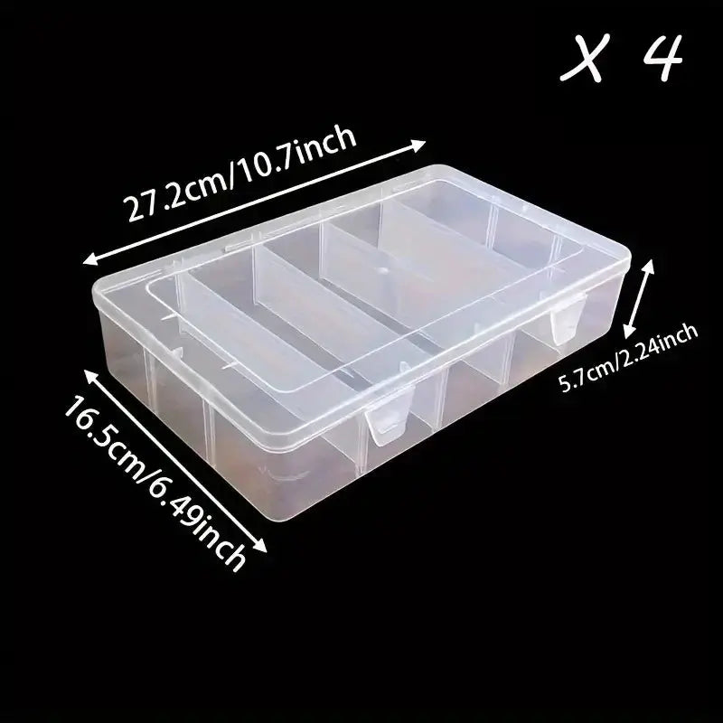 Hardware tool storage box, 5-compartment transparent plastic organizer for screws and accessories, Simples Market 4-pack