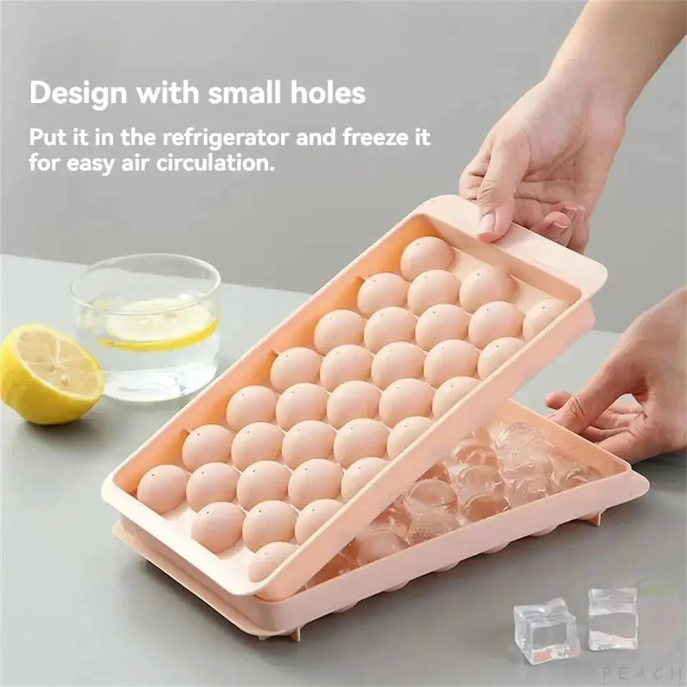 3D Round Ice Cube Tray With Lid For Ice Balls And Compartments 33 Cell Ice Mold Set