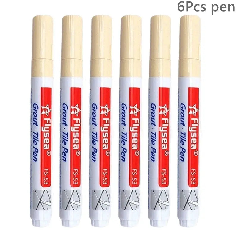 6-pack Grout Tile Pens with beige caps for tile seams and repair