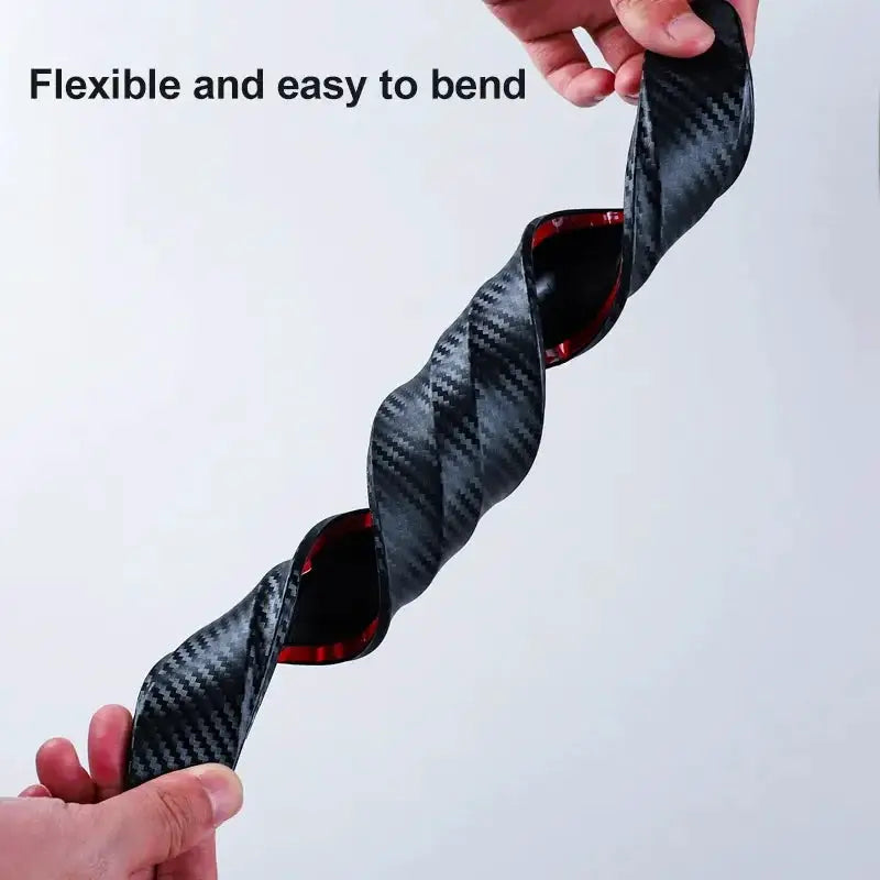 Simples Market 2pc carbon-fiber look car bumper protector strip guards with red inner lining