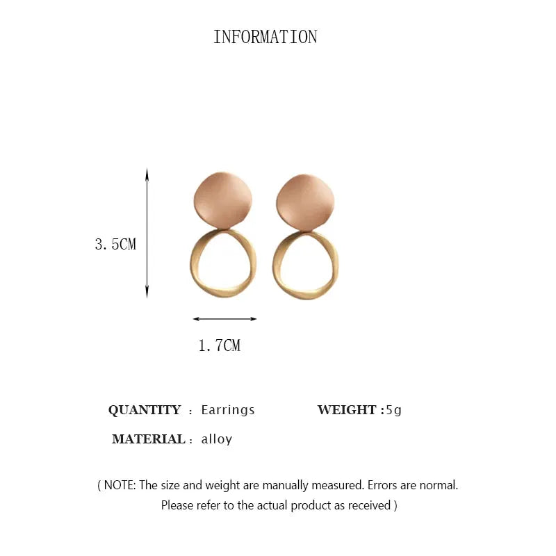 Brown Geometric Round Dangle Earrings Vintage Matte Drop Earrings For Women Girls Student Gifts Jewelry