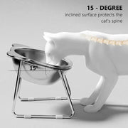 304 Stainless Steel Raised Cat Bowl With Fifteen Degree Tilt For Healthier Feeding Shatterproof For Cats And Puppies