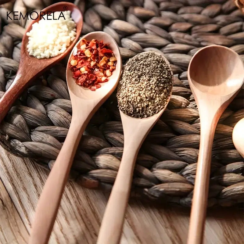 Wooden Tea Spoons Set of 1 2 6 Pieces Long Handle Coffee Stirring Spoons Honey Dessert Tableware