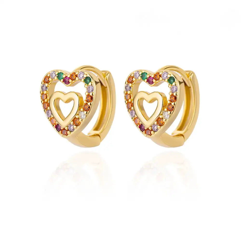 Hollow Zircon Heart Earrings For Women Stainless Steel Gold Color Jewelry Gift Free Shipping Luxury Wedding Accessory