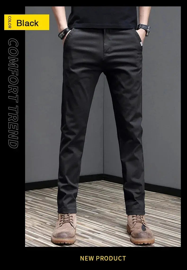 Men's black casual pants by Simples Market, slim fit stretch 97.8% cotton