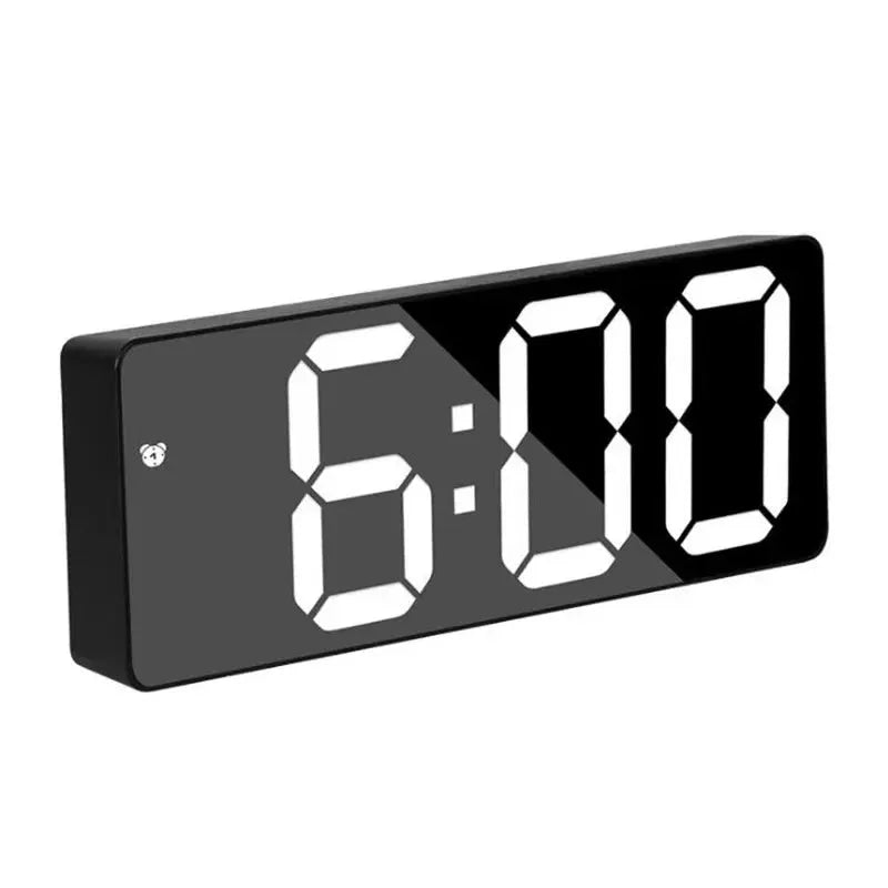 Simples Market black acrylic mirror digital alarm clock with large white LED digits for desk use