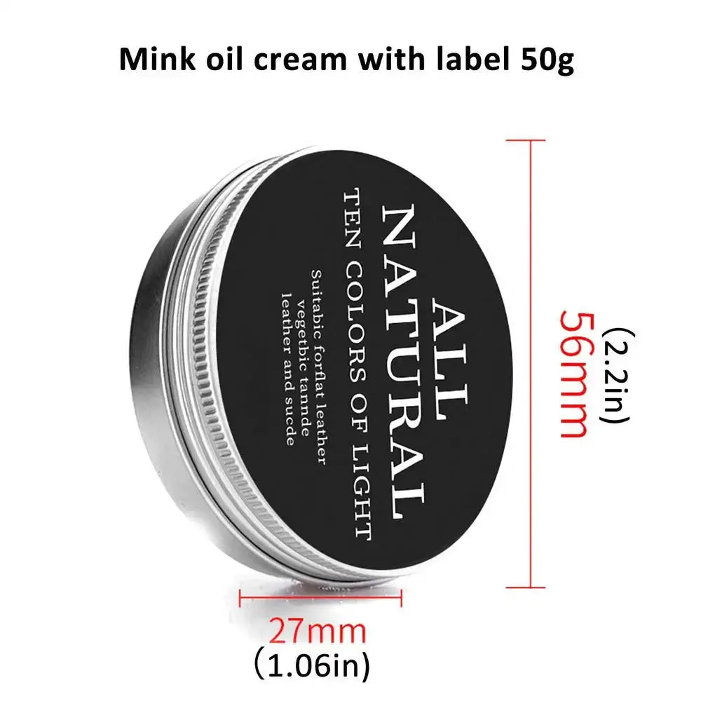 Simples Market mink oil leather care cream tin, 50g, black lid, for leather shoes, bags and car interiors