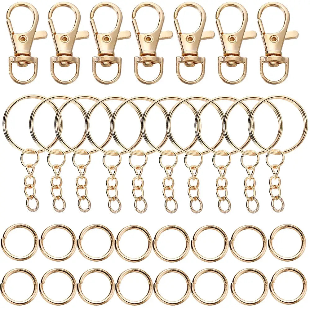 70 Piece Swivel Snap Hook And Key Ring Set With Jump Rings For DIY Keychains Lanyards Jewelry Making Supplies