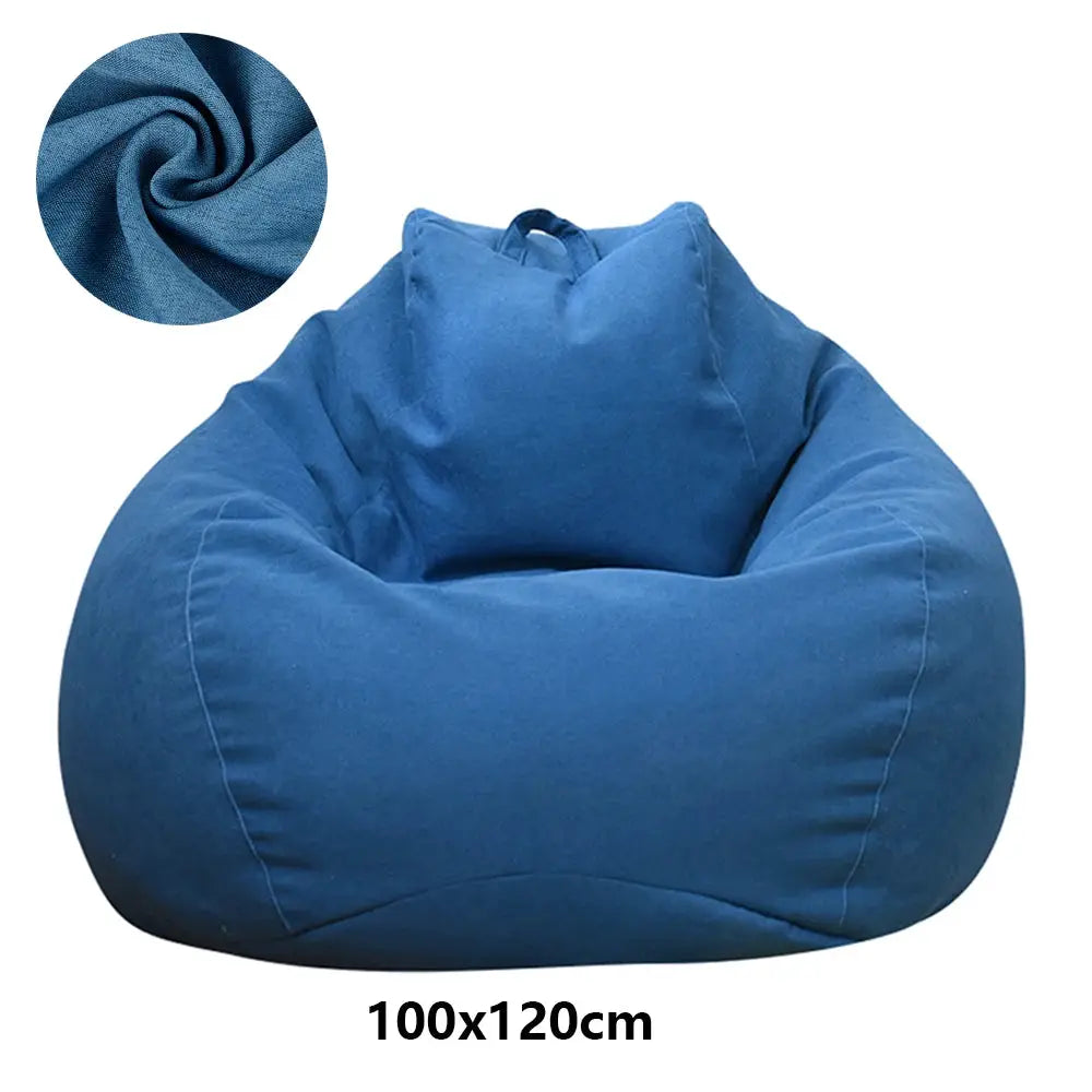 Bean bag cover 100x120 cm in blue denim-style fabric, filler-free, Simples Market