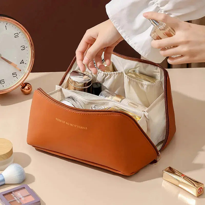 LuxeCase Cosmetics Storage Bag Waterproof Exterior Large Capacity for Effortless Travel Organization