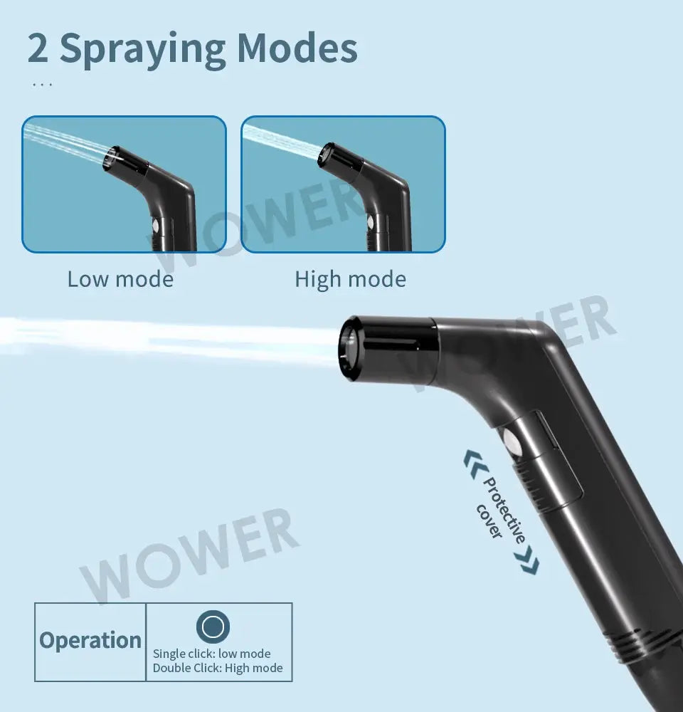 WOWER portable handheld bidet sprayer by Simples Market with black 2m hose and two spray modes.