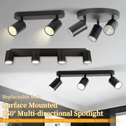 Simples Market Modern GU10 LED spotlight ceiling lights; black surface-mounted, adjustable heads for kitchens and dining areas