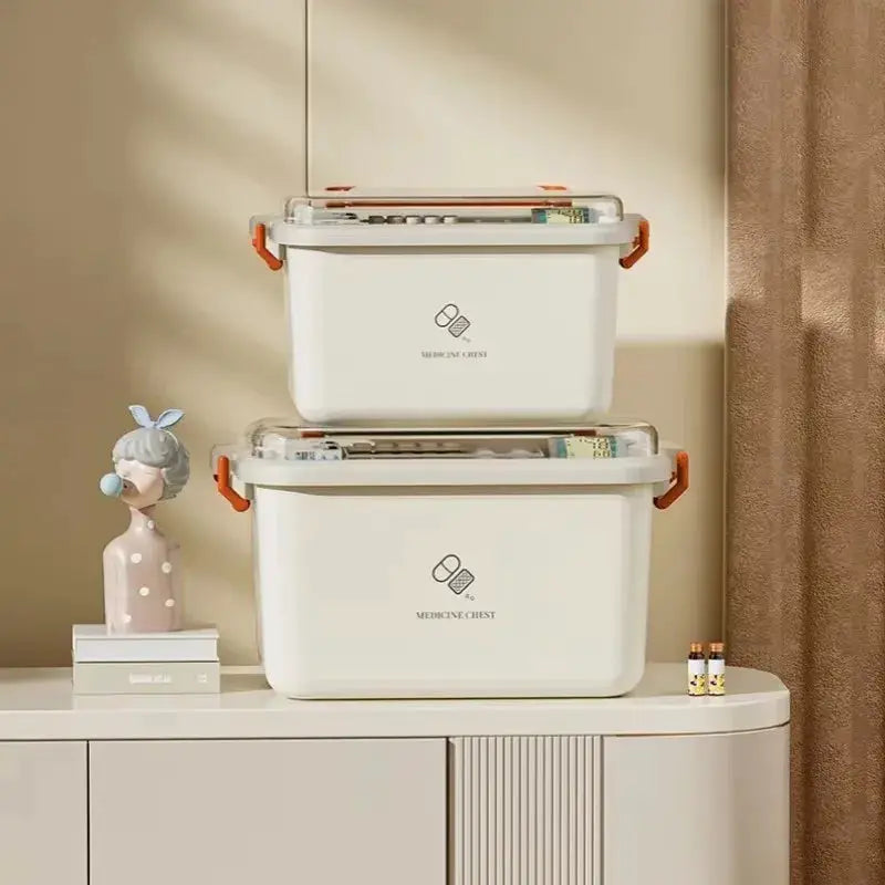Large Capacity Portable Medicine Box With Multi Layer Storage For Home First Aid And Family Emergency Kit