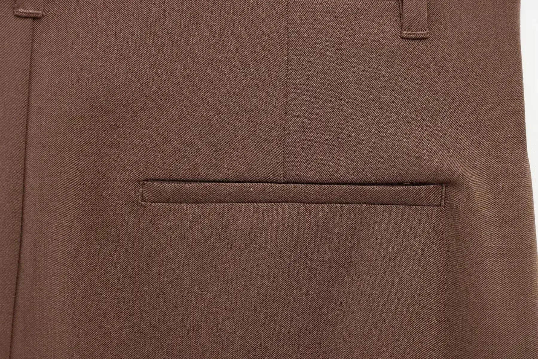 KONDALA brown suit pants with back welt pocket in twill fabric