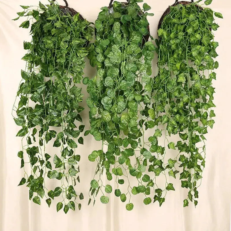 Artificial Vines Wall Hanging Creeper Indoor Green Plant Wall Decoration Fake Flower Rattan Plant