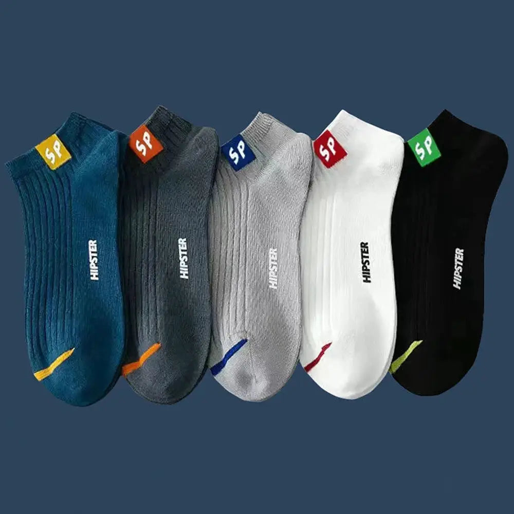 Men Ankle Socks Set 5 To 30 Pairs Breathable Odor Proof Sweat Absorbing Letter Sports Style Invisible Running Socks