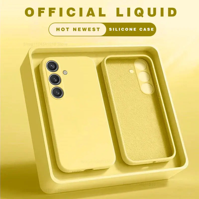 Samsung Galaxy liquid silicone phone cases, yellow, two-pack for S26/S25 series