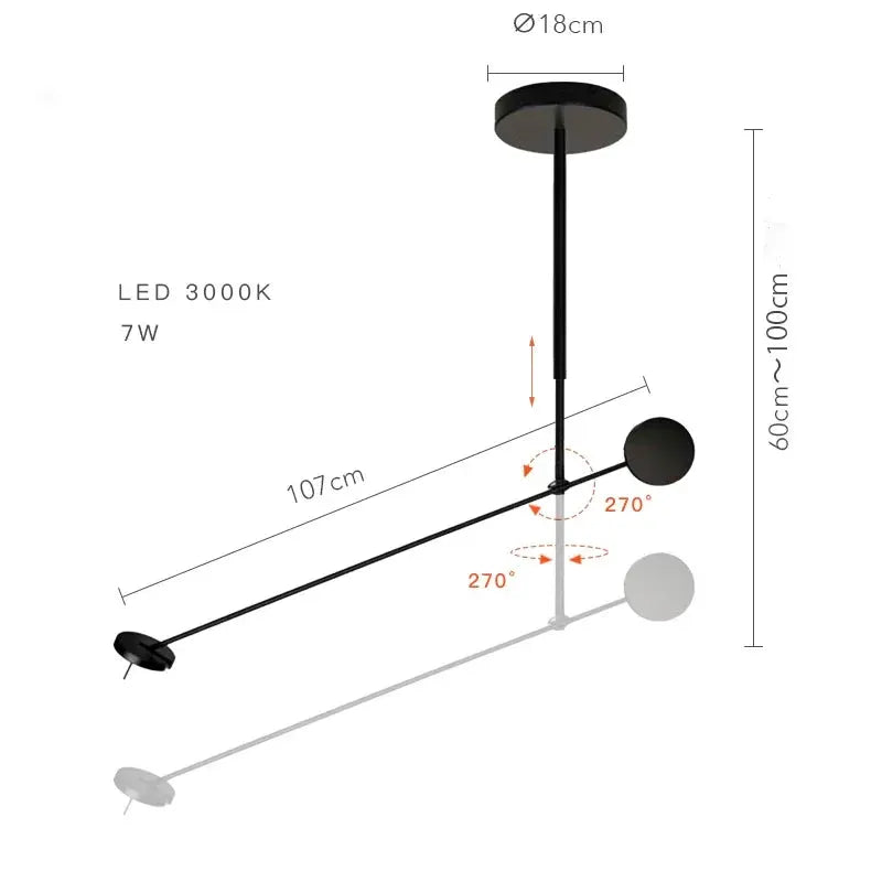 Creative LED Chandelier black lustre by Simples Market, adjustable indoor pendant with 3000K LED 7W