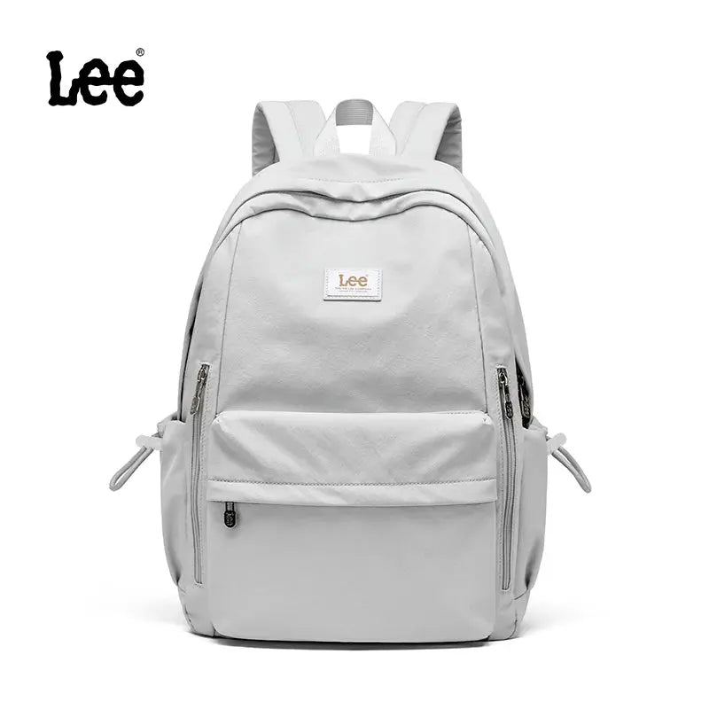 Lee lightweight 16-inch laptop backpack in gray Oxford fabric, large-capacity school bag for teens.