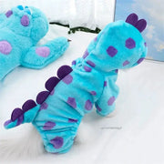 Thickened Warm Blue Dinosaur Hooded Coat for Small to Medium Dogs and Cats Autumn Winter Outerwear