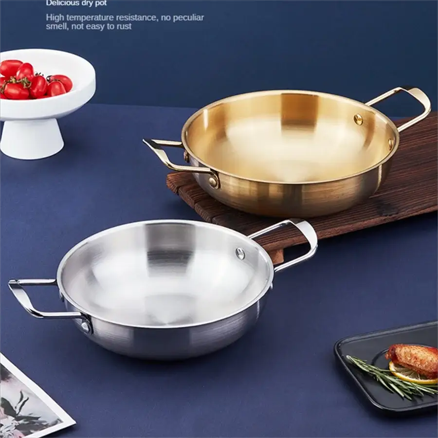 StellarChef Stainless Steel Saucepan and Dry Pot Set With Handle for Paella Seafood Rice and More