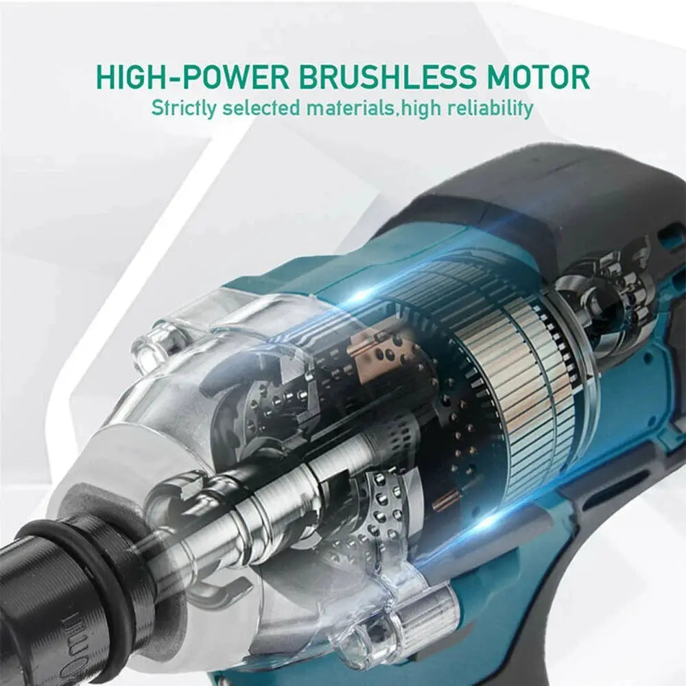 Half Inch 520 Nm Brushless Cordless Impact Wrench Kit With 18V Battery And Toolbox Set
