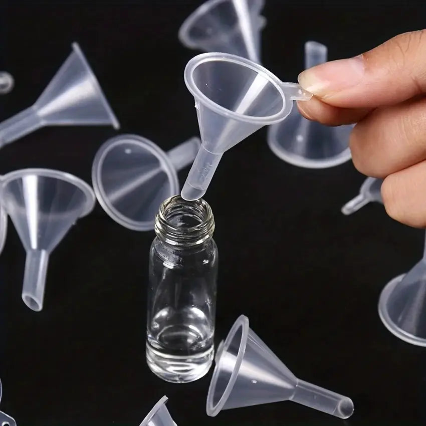 Ten Precision Mini Funnels Set For Lab Bottles Essential Oils Perfumes Flavours And Powders Mess Free Dispensing
