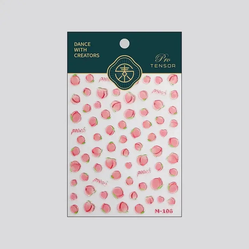 Nail art stickers: pink translucent peach jelly texture, 5D embossed self-adhesive decals by Simples Market
