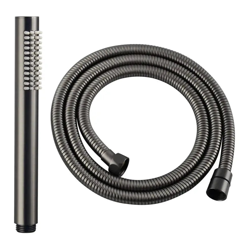 Matte black handheld shower head and flexible hose set, 2-piece