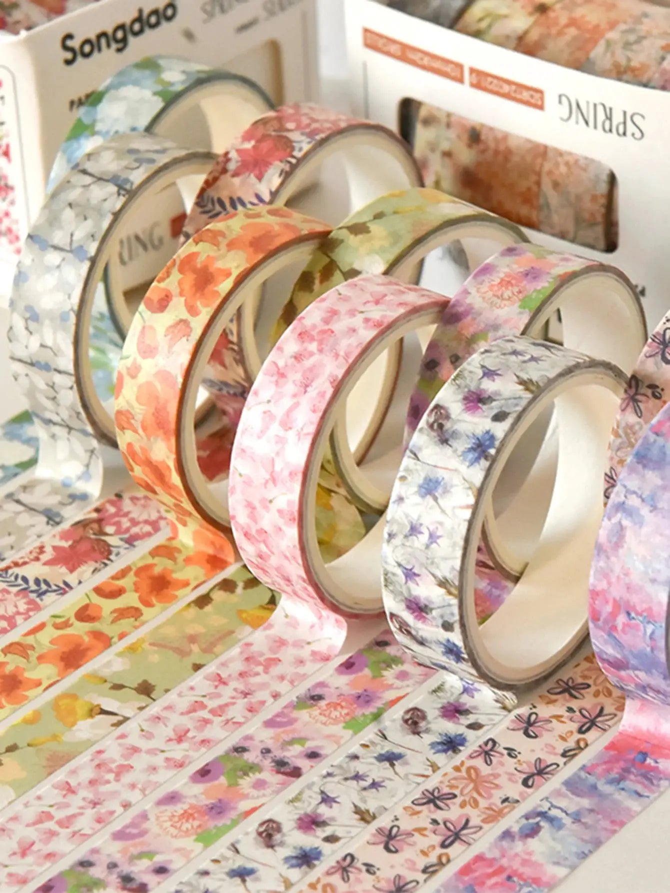 Washi tape set: 5 floral-patterned rolls by Simples Market, decorative student gift