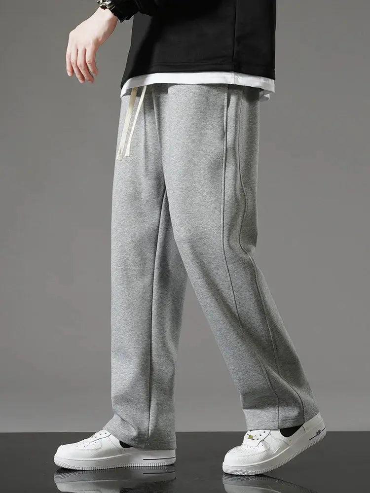 Men's sweatpants by Simples Market, grey cotton drawstring, wide-leg track pants.