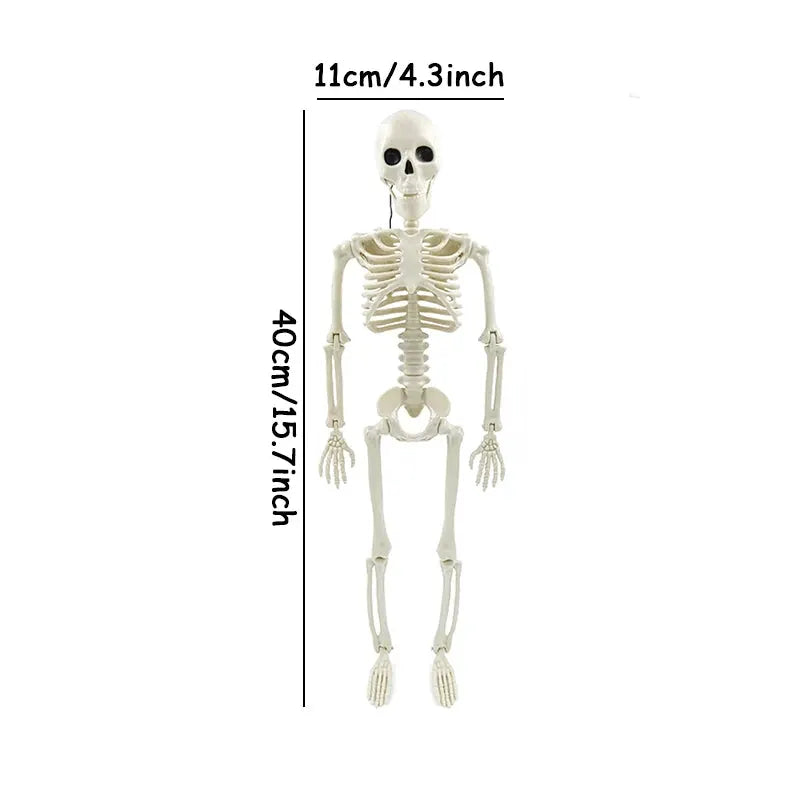 Happy Halloween skeleton prop, 1pc, white, 40 cm tall for haunted house decor.