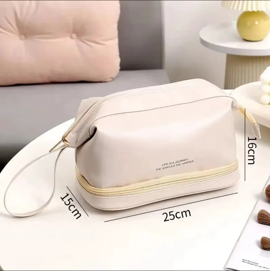LuxeCase Cosmetics Storage Bag Waterproof Exterior Large Capacity for Effortless Travel Organization