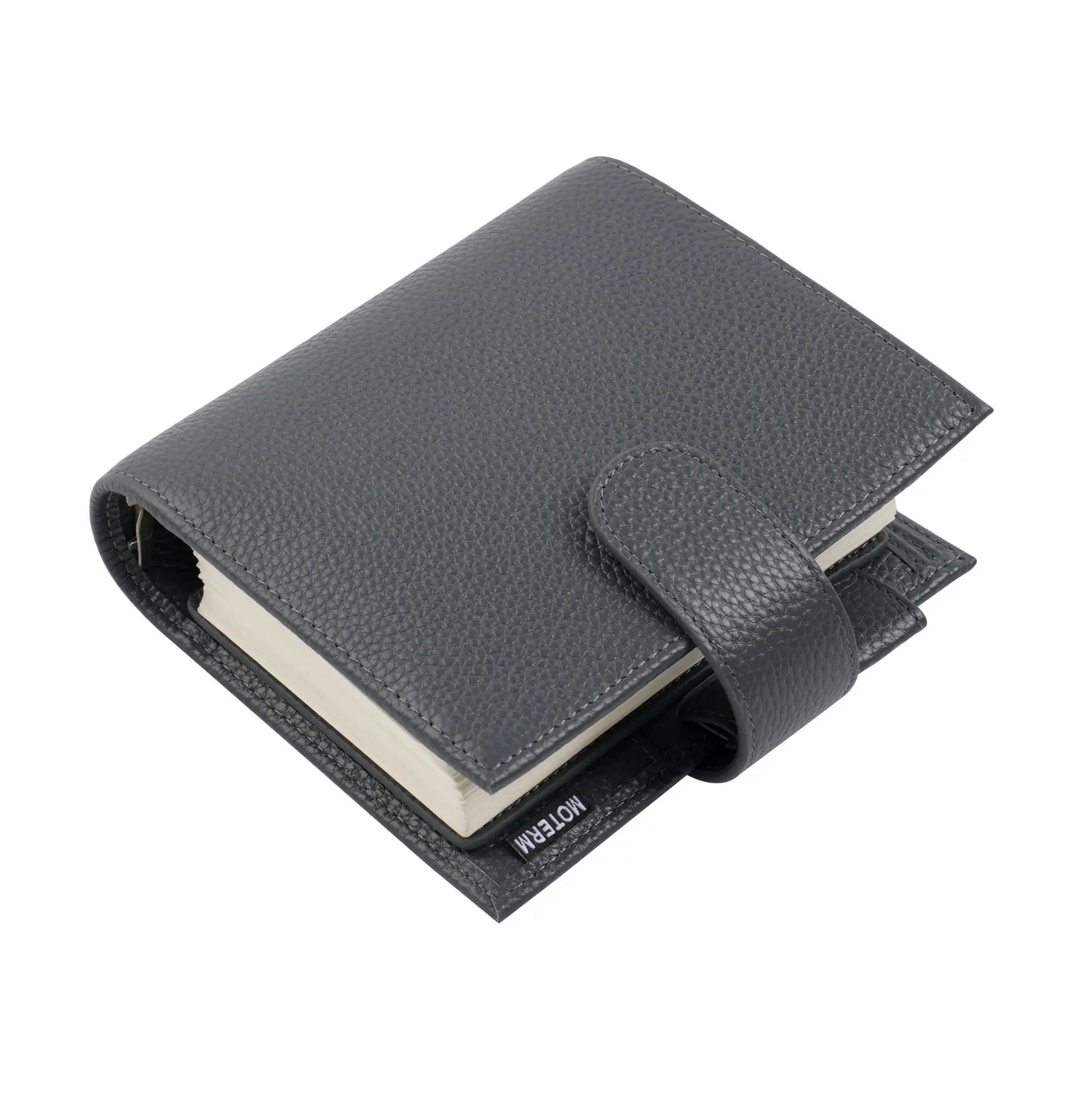 Simples Market Moterm Luxe 2.0 pocket planner in grey pebbled leather with 30mm ring binding