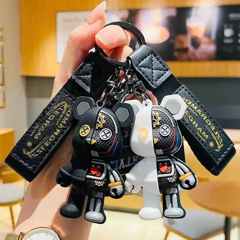Cute Mechanical Bear Keychain with Durable Plastic Body and Lead Tin Alloy Clasp for Keys and Bags